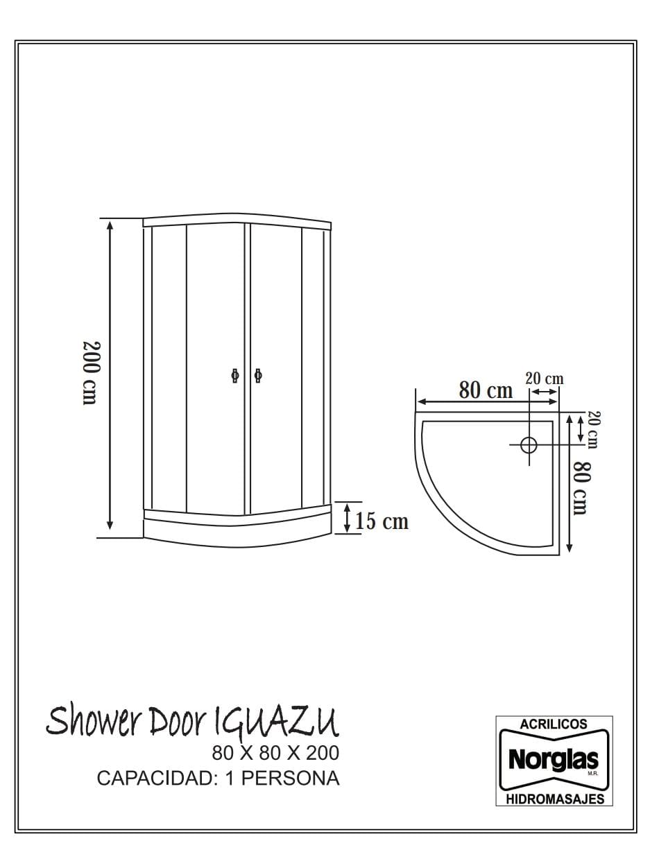 Shower door Iguazú 80x80