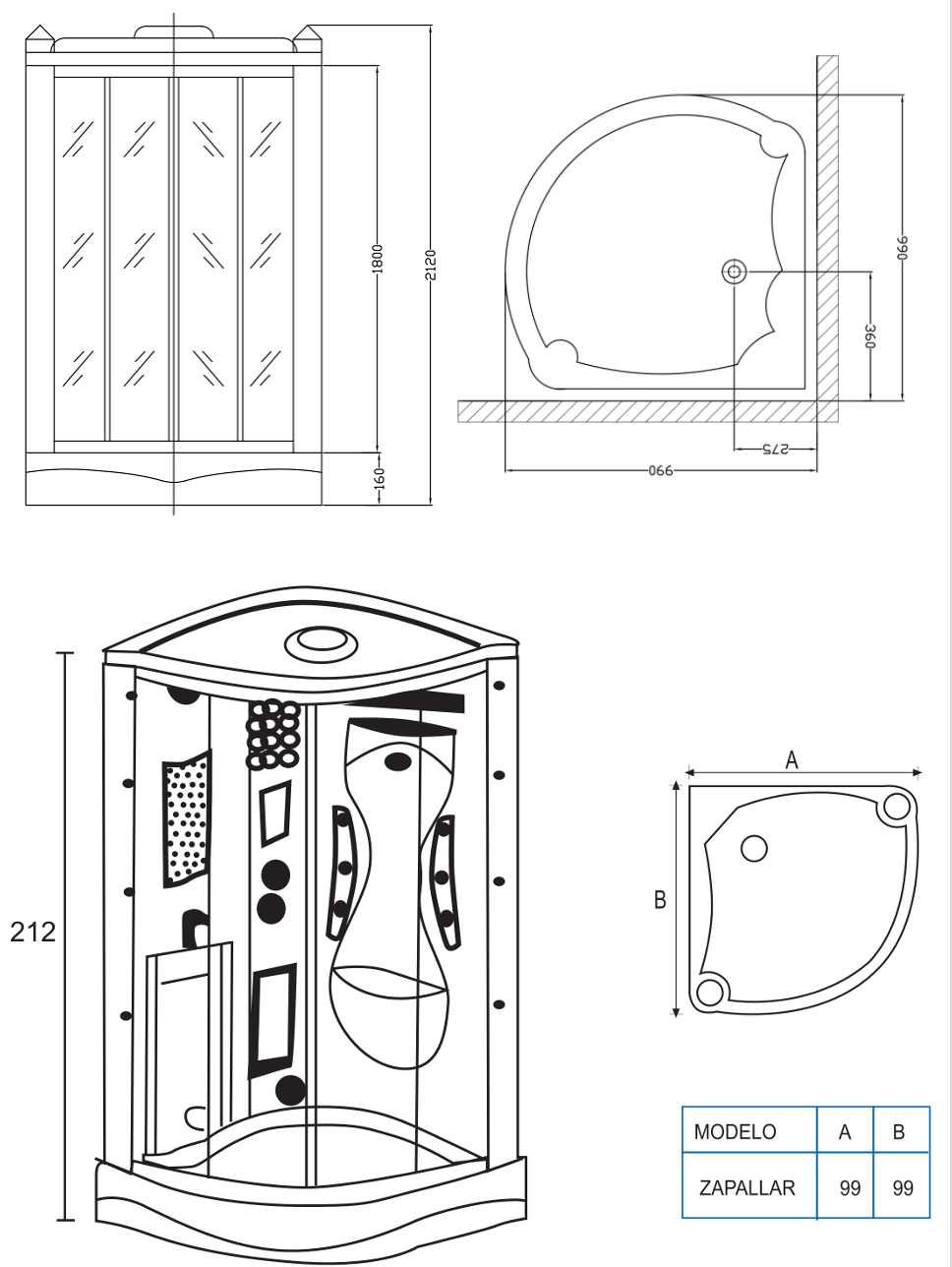 Box de ducha Zapallar con vapor