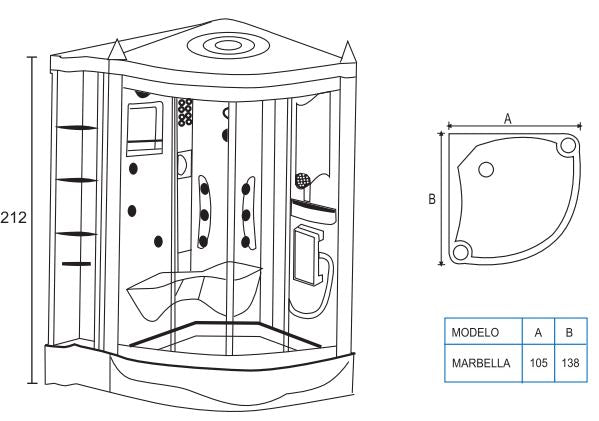 Box de ducha Marbella con vapor